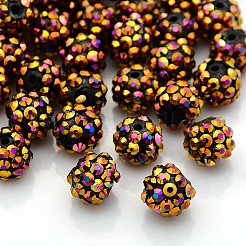 樹脂製ラインストーンビーズ  マルチカラー  ラウンド  ブラック  12x10mm  穴：2mm&nbsp;RESI-S257-12mm-SB2