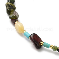Natural Topaz Jade & Tourmaline Chips & Pearl Beaded Necklace&nbsp;NJEW-G099-03G
