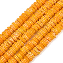 手作りのミルフィオーリ ランプワーク ビーズ  ロンデル  ミックスカラー  5~8x3~3.5mm  穴：1mm  約148個/連  15.71''（39.9センチメートル）&nbsp;LAMP-D009-01A-M