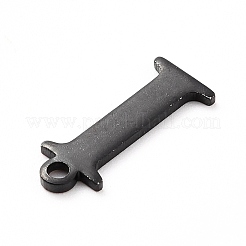 304ステンレススチールチャーム  レーザー切断  アルファベット  電気泳動黒  文字.i  12.5x5x0.8mm  穴：1mm&nbsp;LS-STAS-H112-I-EB