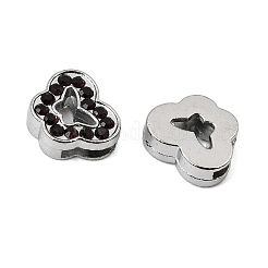 ラインストーン付きスライドチャームの合金  蝶  プラチナ  ミックスカラー  12x14x4.8mm  穴：8x1.8mm&nbsp;RB-NH0002-03P