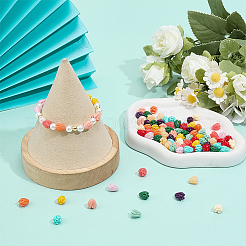 96色染め合成サンゴと樹脂ビーズ12個  DIYのジュエリーには  ジャスミンの花  ミックスカラー  8~9x6.5~7mm  穴：1~1.2mm  8個/スタイル&nbsp;CORA-GO0001-02