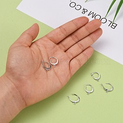 変色防止ロジウムメッキ 925スターリングシルバーフレンチフックピアス金具  ウィットループ  プラチナ  14x10x2mm  穴：1.4mm  ピン：0.7mm&nbsp;X-STER-I017-087P