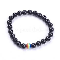 Natural Howlite & Dyed & Heated Black Agate Beaded Stretch Bracelets&nbsp;G-I197-04