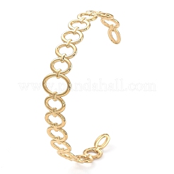 304 Stainless Steel Hollow Oval Cuff Bangle for Women&nbsp;BJEW-D061-04G