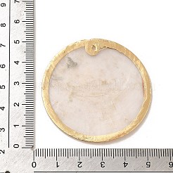 ナチュラルカピスシェルペンダント  金メッキ真鍮エッジのフラットラウンドチャーム  49.5x1mm  穴：1.2mm&nbsp;KK-F868-02KCG-02