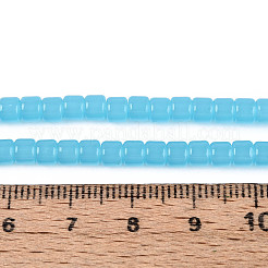 ジェイド風ガラスビーズ連売り  コラム  ディープスカイブルー  3.5x4~4.5mm  穴：0.7~0.9mm  約102~108個/連  14.17~14.96インチ（36~38cm）&nbsp;LS-GLAA-N065-4x4mm-B03