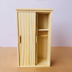 ミニ木製スケールレプリカ引き出し式ワードローブ  マイクロランドスケープドールハウスアクセサリー  小道具の装飾のふりをする  ナバホホワイト  70x38x123mm&nbsp;PW-WG7B559-01
