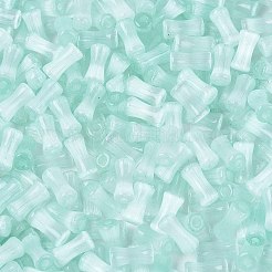Fgbグレードaドローベンチスタイルガラスシードビーズ  竹の共同  模造キャットアイビーズ  淡いターコイズ  7.5x3.5~4mm  穴：1.2~1.5mm  約3000個/ポンド&nbsp;SEED-Q040-01A-03