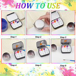 鉄製水彩絵の具とマニキュア缶収納ボックス2セット  ステンレススチールカラーモジュレーションビーズコンテナ2個とプラスチックの空の水彩ペイントパン30個付き  ミックスカラー  6.2x5x1.7cm  コンパートメント：12x11mm&nbsp;MRMJ-BC0003-46