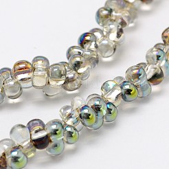 骨型電気メッキガラスビーズ連売り  虹メッキ  春の緑  3x6x4mm  穴：1mm  約200個/連  22.8インチ&nbsp;EGLA-F100B-01A