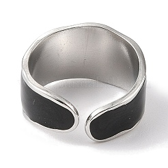女性用304ステンレススチールエナメルオープンカフリング  ステンレス鋼色  12mm&nbsp;RJEW-F166-37P-02