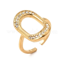 304 Stainless Steel Rhinestone Cuff Open Rings for Women&nbsp;RB-CBA2039-01G-01