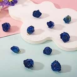 プリザーブドローズペンダント10個  バラの花のチャーム  ブルー  25~28x22~25x20~23mm  穴：1.5mm&nbsp;KY-TA0001-59A