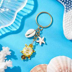Tortoise Glass Seed Beaded Keychain&nbsp;KEYC-MZ00023-01
