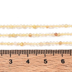 天然石ゴールドルチルクォーツビーズ連売り  多面カット  ラウンド  2mm  穴：0.5mm  約203個/連  15.16''（38.5センチメートル）&nbsp;G-F509-42-2mm-01