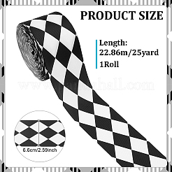 ポリエステルレーストリム  菱形模様  DIYクラフト縫製アクセサリー  ブラック  2-5/8インチ（66mm）  約25.00ヤード（22.86m）/ロール&nbsp;OCOR-WH0101-267B