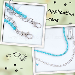 Alloy & Synthetic Turquoise Round Beaded Chain Belts for Pants&nbsp;AJEW-WH20070-058