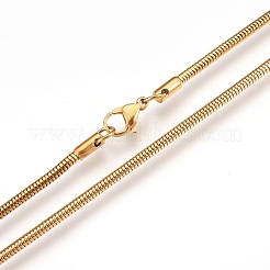 304ステンレスネックレス  スネークチェーン  ゴールドカラー  29.7インチ（75.5cm）  2.4mm&nbsp;NJEW-G313-09G