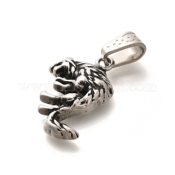 304ステンレスペンダント  オオカミのチャーム  アンティークシルバー  31.5x19x4.5mm  穴：9.5x4.5mm&nbsp;STAS-Z110-11AS