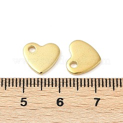 304ステンレススチールチャーム  ハート  18KGP本金メッキ  10x9x1.5mm  穴：1.8mm&nbsp;X-STAS-Q112-G