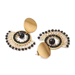 Boho Natural Black Onyx Ear Studs&nbsp;EJEW-MZ00239