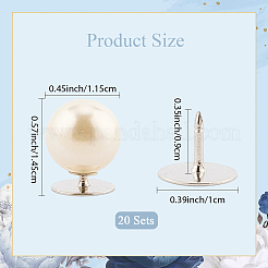 20個のABSプラスチックパール、縫い付けボタンなし  鉄針付  ラウンド  プラチナ  14.5x11.5mm&nbsp;BUTT-CY0001-22B