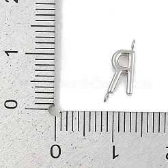 304ステンレススチールレターコネクタチャーム  ステンレス鋼色  文字r  12x4.5x2mm  穴：1.2mm&nbsp;STAS-M108-01P-18