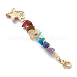 Starfish/Shell/Turtle Alloy Enamel Charms & 7 Chakra Gemstone Chips Beaded Pendant Decoration&nbsp;HJEW-JM01205