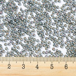 MIYUKIラウンドロカイユビーズ  日本製シードビーズ  (rr1021) シルバーライングレー ab  11/0  2x1.3mm  穴：0.8mm  約5500個/50g&nbsp;SEED-X0054-RR1021
