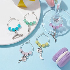 Tibetan Style Sewing Theme Alloy Wine Glass Charms&nbsp;AJEW-JO00250