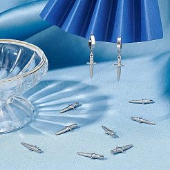 304ステンレスペンダント  短剣  ステンレス鋼色  24x9x3.5mm  穴：1.6mm  16個/箱&nbsp;STAS-UN0013-40P