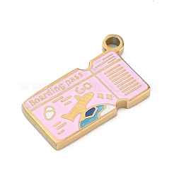 304ステンレススチールエナメルペンダント  ゴールドカラー  航空運賃のチャーム  10x16.5x1.5mm  穴：1.5mm&nbsp;X-STAS-I369-08G-01