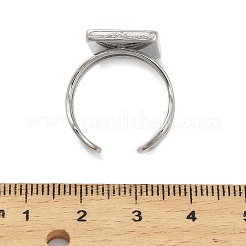 304ステンレススチールカフリング部品  パッドリングのセッティング  長方形  ステンレス鋼色  トレイ：25x10mm  矩形：28x13mm  内径：18mm&nbsp;X-STAS-U059-02P