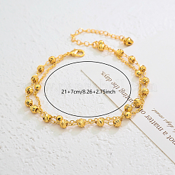 Vintage Beach Brass Round Ball Link Chain Double Layer Anklets for Women&nbsp;NU3457