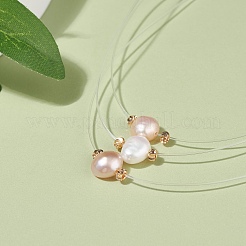 Natural Pearl Pendant Necklace with Nylon Wire for Women&nbsp;NJEW-JN03829
