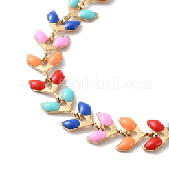 Enamel Ear of Wheat Link Chains Bracelet&nbsp;BJEW-H585-01G
