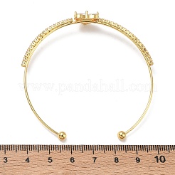 Brass Micro Pave Clear Cubic Zirconia Cuff Bangles&nbsp;KK-D112-04G