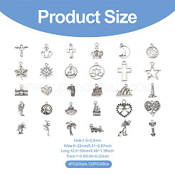 120個30スタイルチベットスタイルアロイペンダント  混合図形  アンティークシルバー  12.5~30x8~22x1~5.5mm  4個/スタイル&nbsp;FIND-KS0001-19