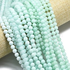 天然石マレーシアジェイドビーズ連売り  染め＆加熱  ラウンド  ライトシアン  6~6.5mm  穴：1mm  約60~62個/連  14.96インチ（38cm）&nbsp;G-L645-A01-6mm-31