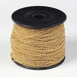 アイアン製ローロチェーン  ベルチャーチェーン  溶接されていない  スプールで  長持ちメッキ  ライトゴールド  2x1mm&nbsp;CH-S066-01