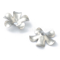 変色しない304ステンレススチールビーズキャップ  5花びら  花  ステンレス鋼色  9x9x2.2mm  穴：1.2mm&nbsp;STAS-H149-25P