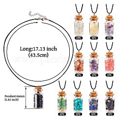 Natural & Synthetic Gemstone Chip and Glass Bottle Pendant Necklaces&nbsp;NJEW-TAC0016
