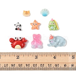 半透明樹脂カボション100個  動物の混合形状  ミックスカラー  8~25x8.5~27x3~9mm&nbsp;RESI-FS0002-31