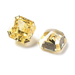キュービックジルコニアカボション  正方形  多面カット  ゴールド  8x8x5.5mm&nbsp;ZIRC-H126-05B