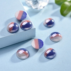 不透明ガラスカボション  縞模様  トライカラーストライプ  半円  カラフル  9.5~10x3.5mm&nbsp;GGLA-S038-12P-10mm