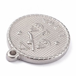 304ステンレスペンダント  星座とフラットラウンド  天秤座  29x26x3mm  穴：2mm&nbsp;LS-STAS-O140-02P-L