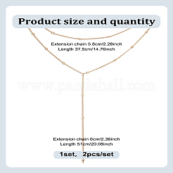 3.5MM Brass Satellite Chain Double Layer Y Necklaces&nbsp;NJEW-LP0009-56