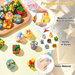 21Pcs 7 Styles Christmas Resin Gift Box Ornaments&nbsp;AJEW-CJ0001-81
