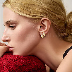 6Pcs 3 Styles Brass Micro Pave Clear Cubic Zirconia Hoop Earrings&nbsp;EJEW-TA0001-90C